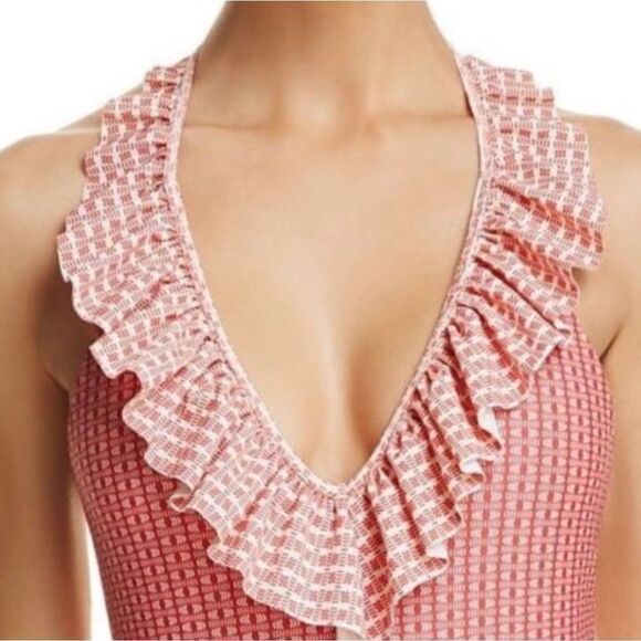 Tularosa Mixed Print Two Sided Maisie One Piece Ruffled Swimsuit Women's Sz M - Picture 7 of 11